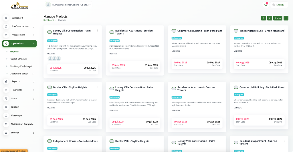 BuildPro Construction Management Dashboard